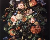 Flowers in Glass and Fruits - 让·达维德兹·德·希姆